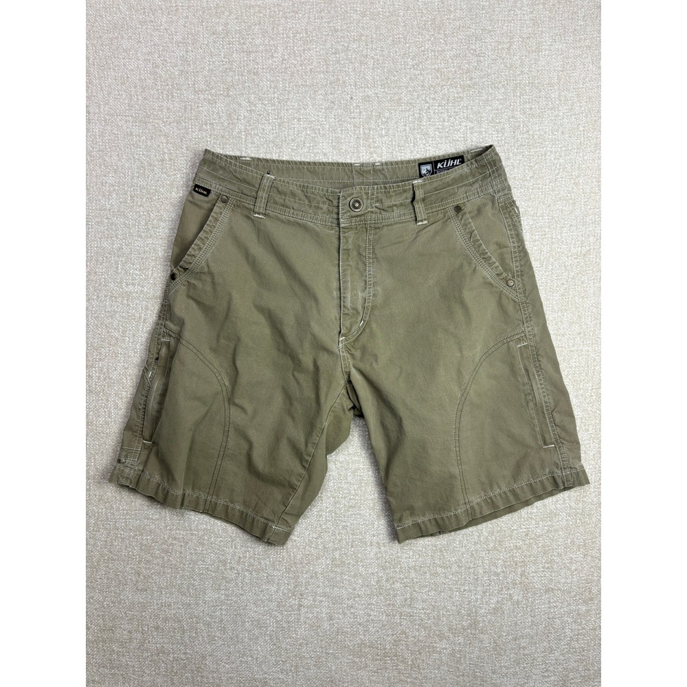 Kuhl Rydr Mens 32 Olive Green Khaki Hiking Cargo Utility Shorts Cotton Nylon